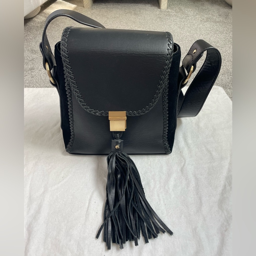 Sancia Mila Handbag Black Leather and Suede